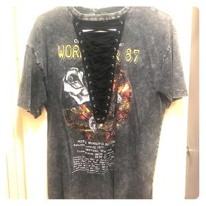 NWOTs! Acid washed, low cut band/tour top